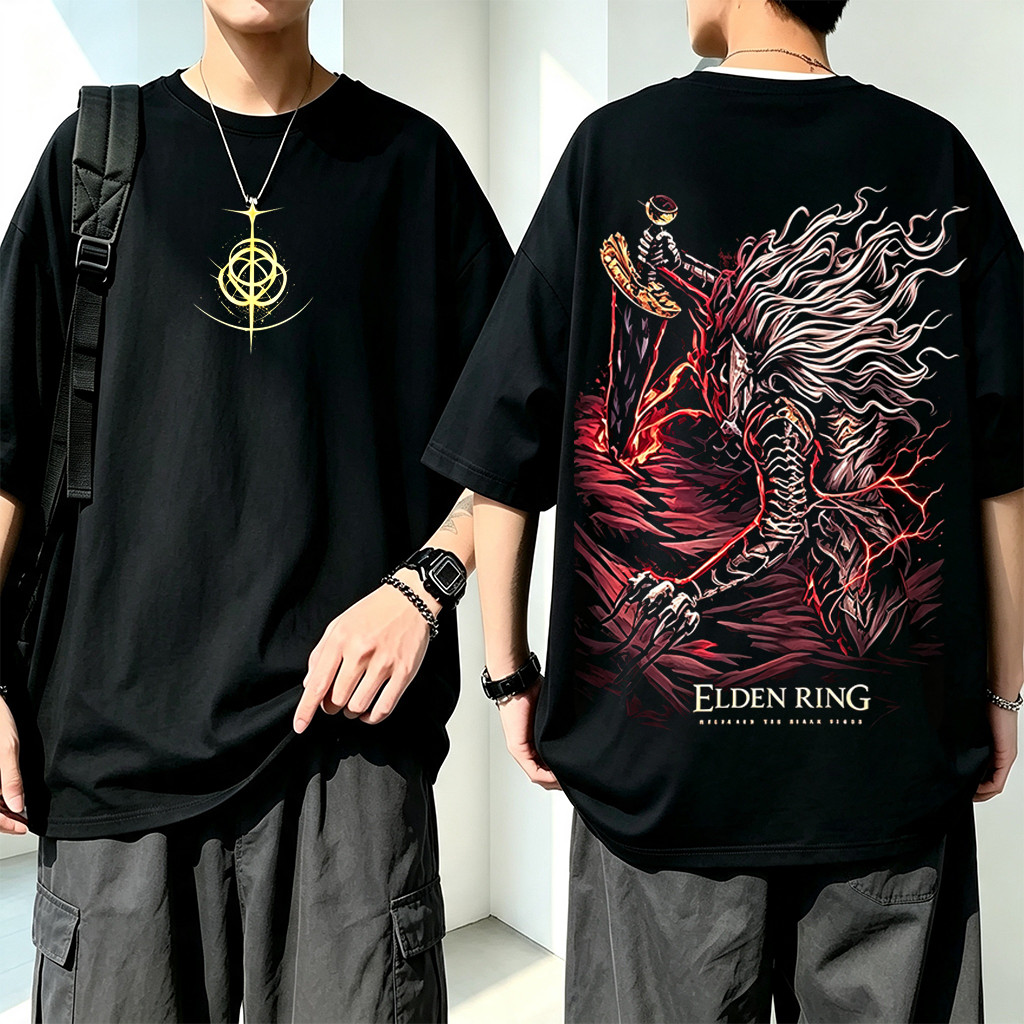 Camiseta Masculina Estampa Elden Ring Moderna Confortável Atemporal Tema Fantasia Casual