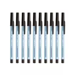 Kit 10 Canetas Esferográficas Compactor Preta - 0.7mm