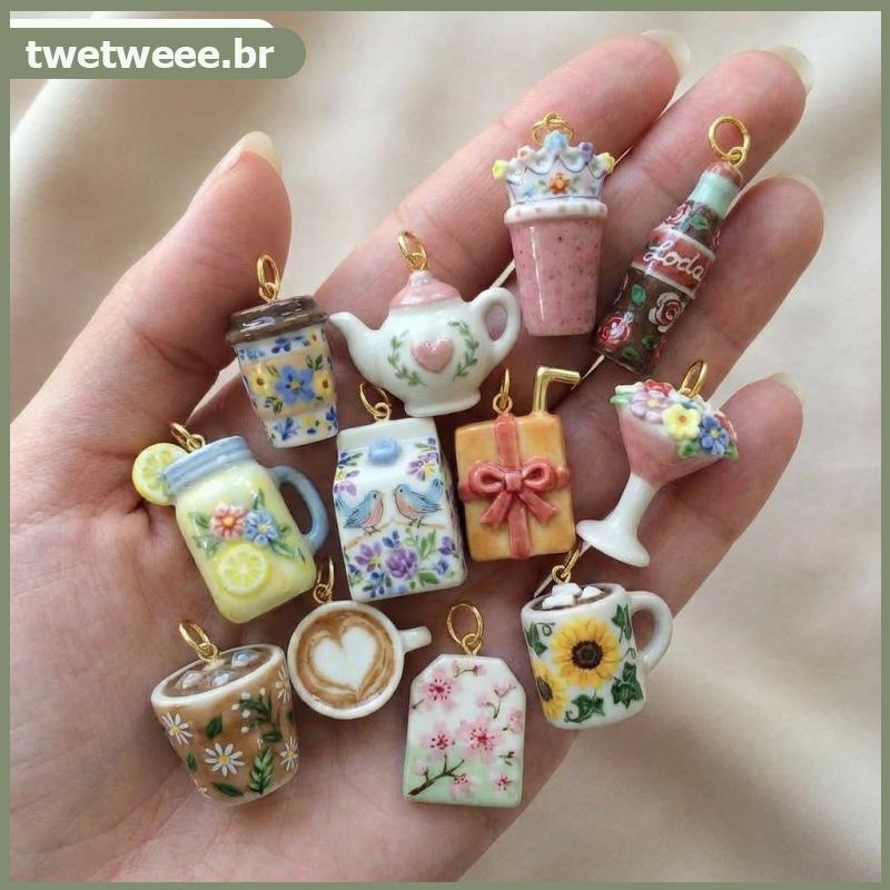 Twetw Mini Copo De Café De Cobre Encantos Durável Comida Bebida Pingente Para DIY Nelace Pulseira Brinco Jóias Fazendo A