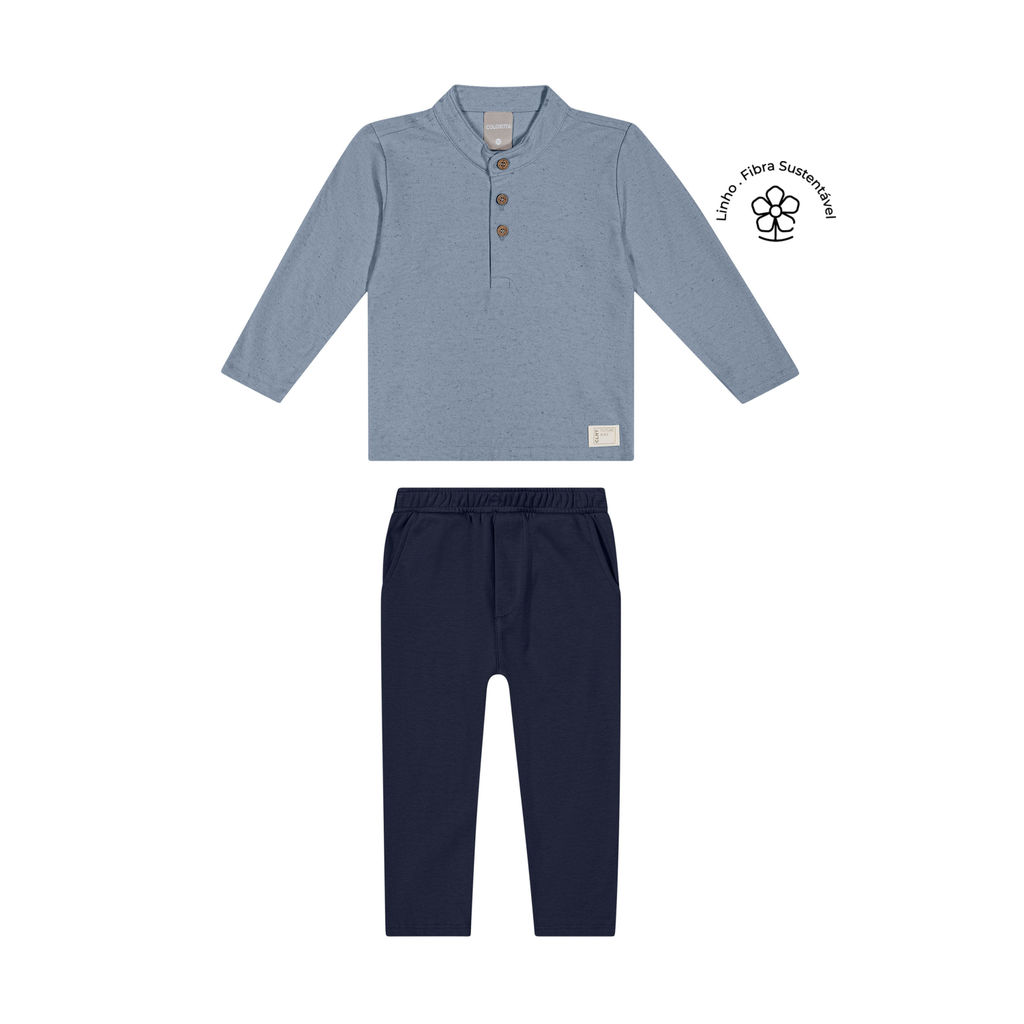 Conjunto Infantil Menino Malha Linho Colorittá Azul