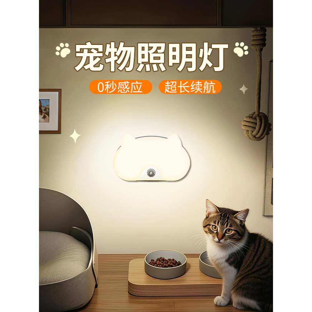 Gato dedicado cantina luz noturna indução magnética Pet Villa noite corredor iluminação automática cão gato maca decoraç