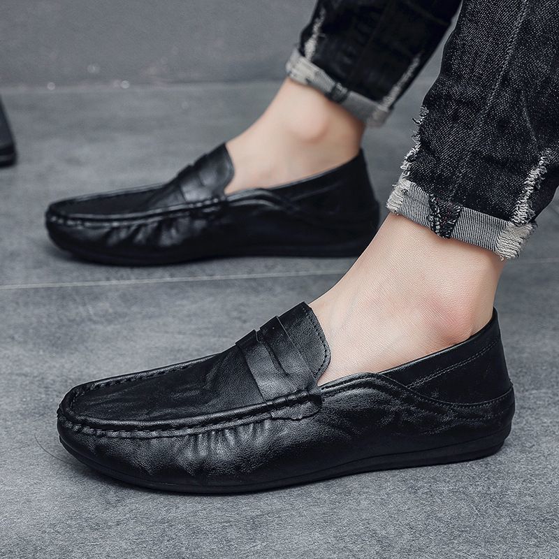 Primavera sapatos de couro masculino ervilhas de sola macia sapatos de um Pedal sapatos masculinos casuais sapatos mascu
