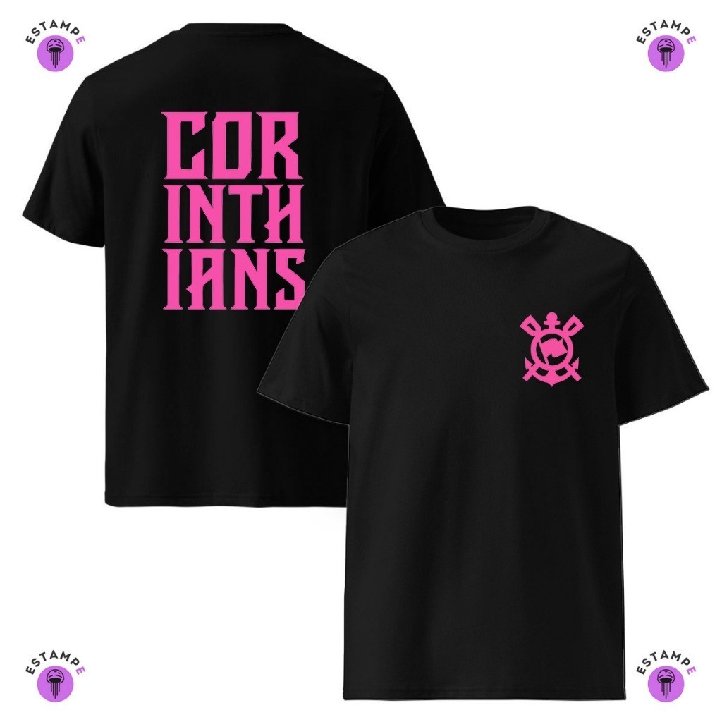 Camisa Camiseta Infantil Corinthians Rosa Timão Fiel Blusa 100% Algodão Premium Feminino