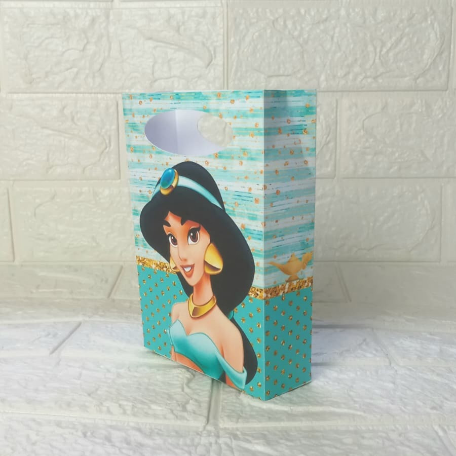 Mini Sacolinha Surpresa Personalizada Princesa Jasmine Lembrancinha Festa Infantil Decoração PEGUE E MONTE