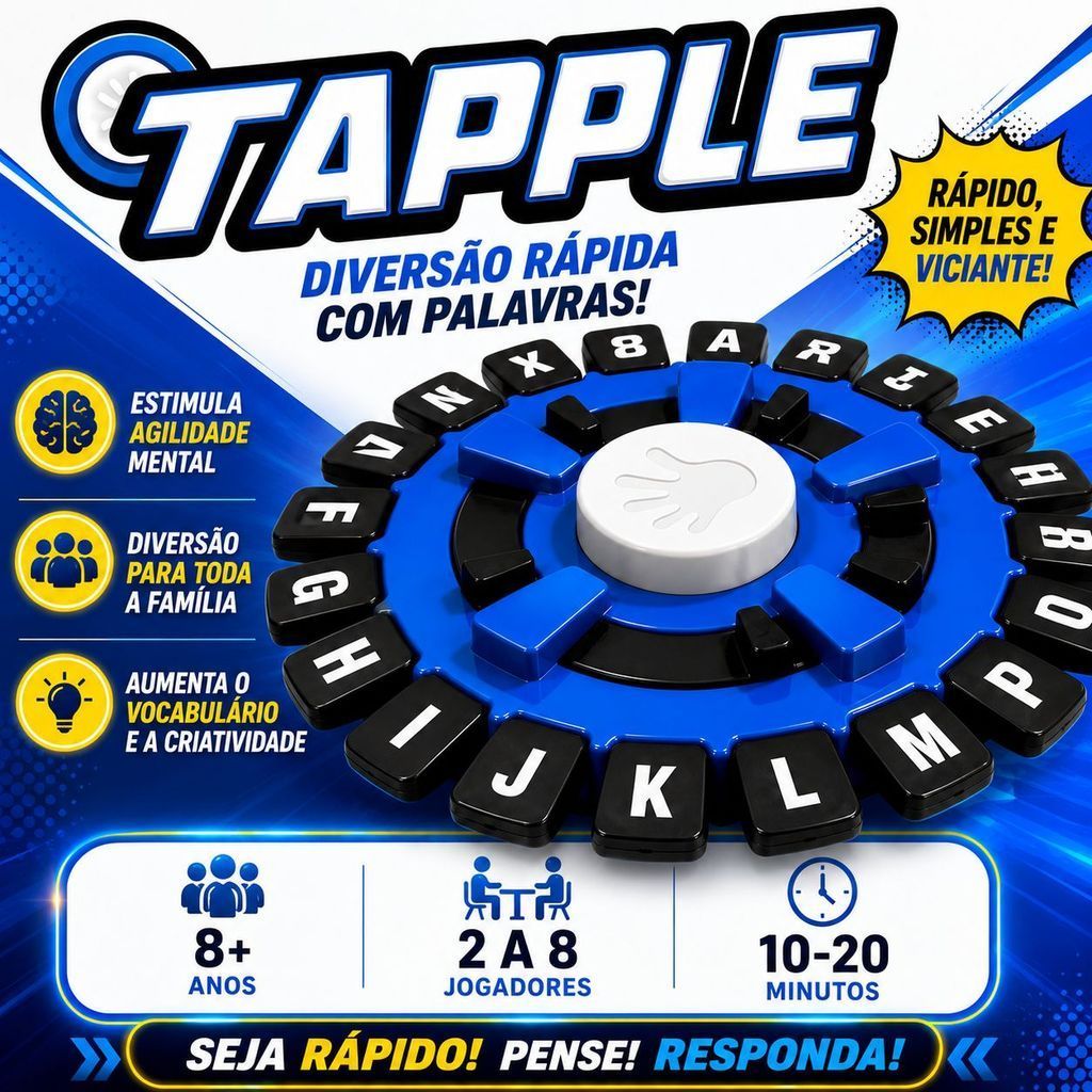 Jogo Tabuleiro Tapple Stop Trava Letras com Temporizador Versão Português Brinquedo