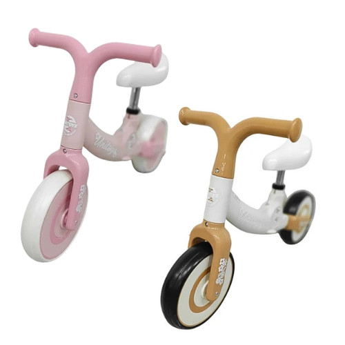 Bicicleta de Equilíbrio Balance Bike Retrô Bege e Rosa Para Bebês - Unitoys