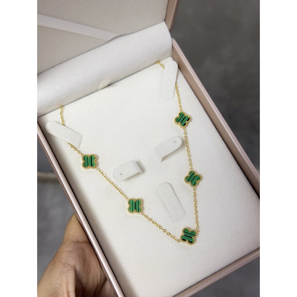 Conjunto Feminino Aco Inoxidavel 316L Dourado Conjunto colar e brincos de trevo verde Antialergico