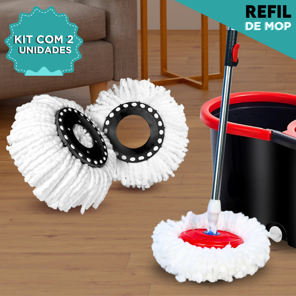 Kit 2 Refis para Mop 360° Giratório em Microfibra 15,5cm