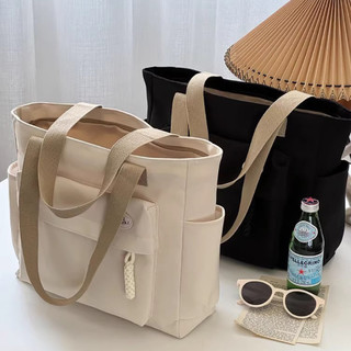 Bolsa Tote Feminina De Lona | Múltiplos Bolsos,Grande Capacidade | Ideal Para Trabalho, E…