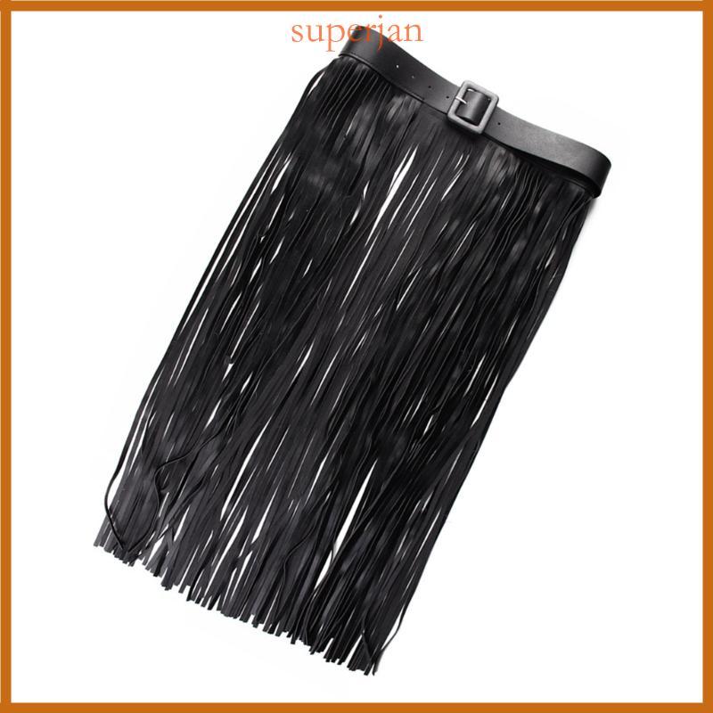 Yuppie Fringe Belt Acessório Elegante Para Roupas Vestido Lenço Quadril Preto