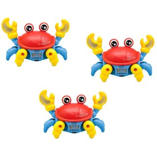 Kit 3 Caranguejo Fujão Brinquedo Interativo Infantil com Som Luz e Movimento Automático