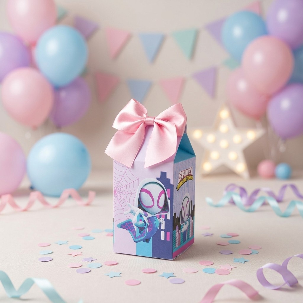 Caixa Milk Mulher Aranha Spidey - Kit Festa para Decoração e Lembrancinha de Aniversário