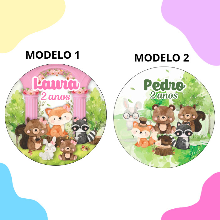 60/100 Adesivos Personalizados 5x5 cm Tema Bosque Encantado Ideal para Lembrancinhas, festas