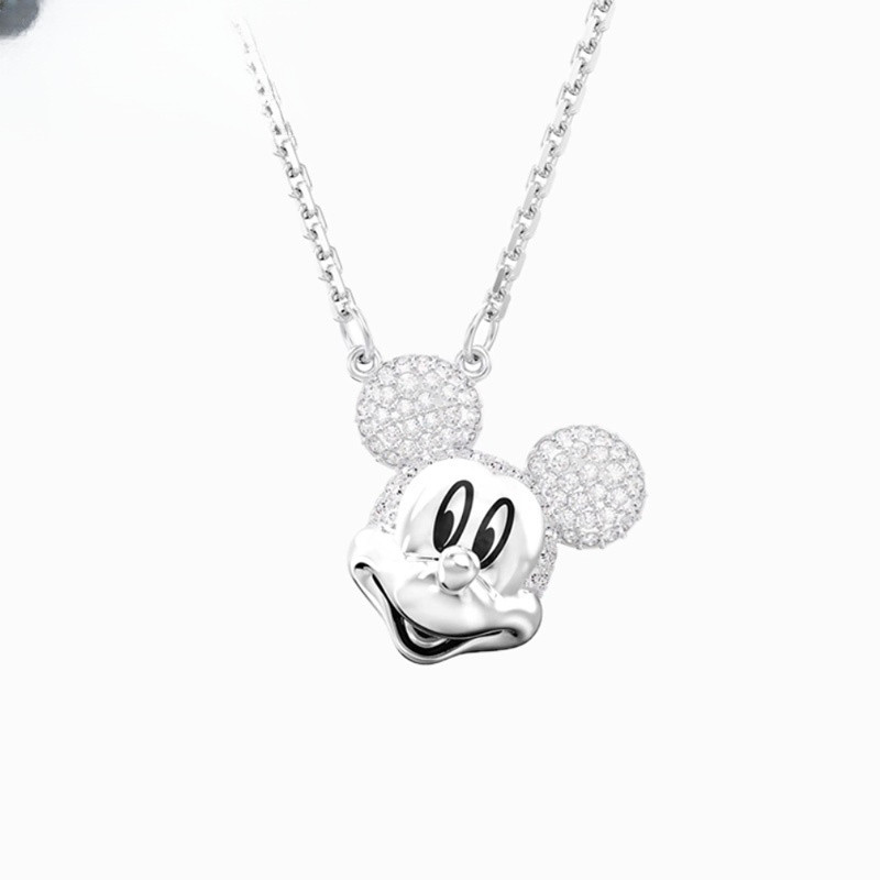 257 Joias GHKLLY Colar Mickey Mouse, Colar de Pérolas, Colar Resistente à Descoloração, Colar de Prata 925, Colar Femini
