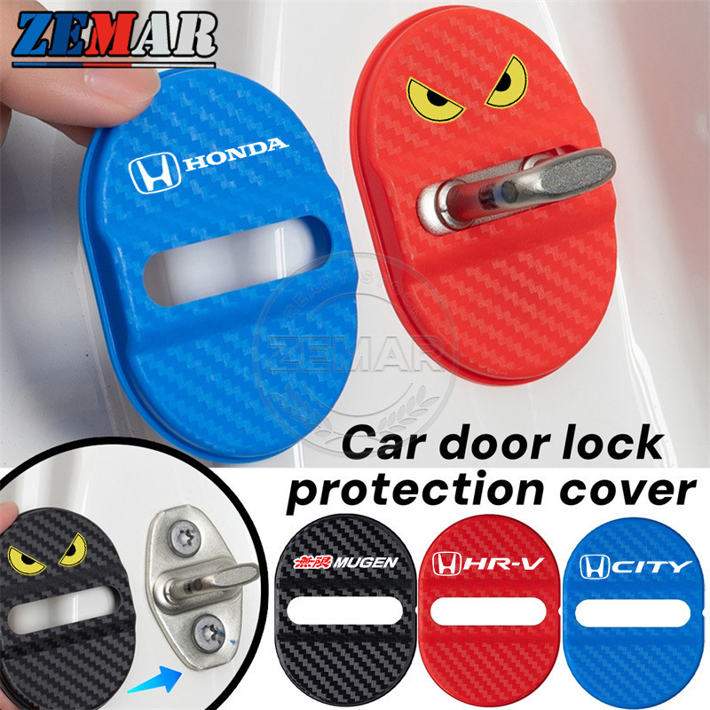 4 Unidades de Capa Protetora para Fechadura de Porta de Carro Honda, Textura de Fibra de Carbono, Acessórios para Carro,