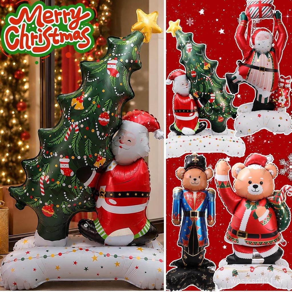 Balão De Folha De Alumínio Inflável De Natal Espesso Fosco Grande Autoportante Papai Noel Urso Quebra-Nozes Estilos Para