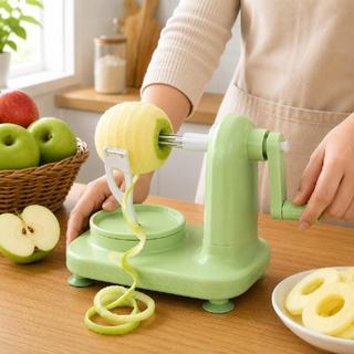 Máquina Descascador de Maçã E Frutas Por Manivela Com Ventosa De Mesa Lâmina Inox 360 Graus Sem Desperdício