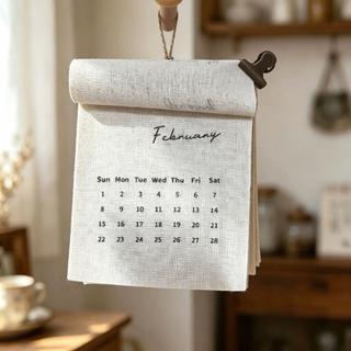 Calendário De Parede De Tecido , Mensal Decorativo De 12 Meses Suspensão Reutilizável Estilo Retrô
