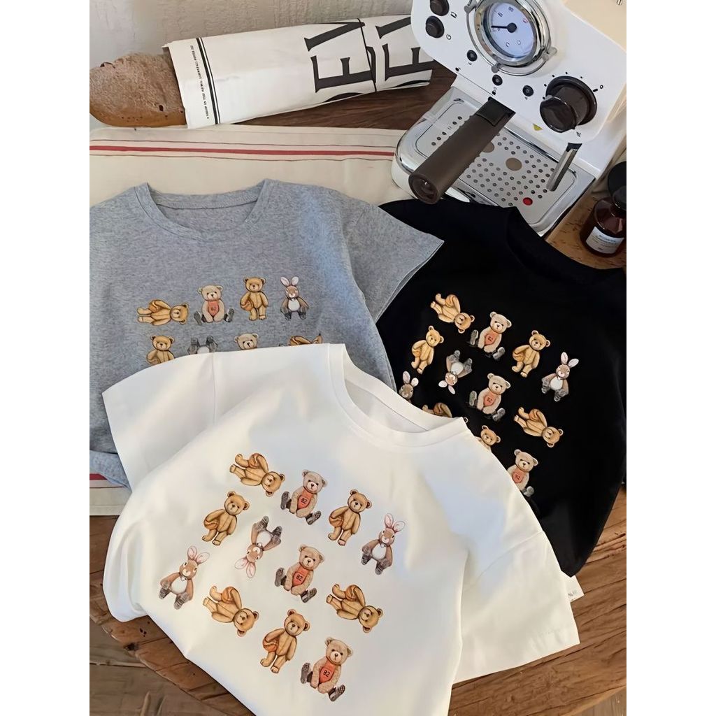 100% algodão crianças bebê camiseta verão de manga curta versão coreana meninos meninas bonito dos desenhos animados méd