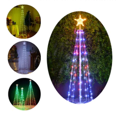 Árvore De Natal Led Decoração Natal Jardim Cone C/Estrela Pisca Pisca 1,8m 2,1m 2,4m 3,0m Colorida BIVOLT