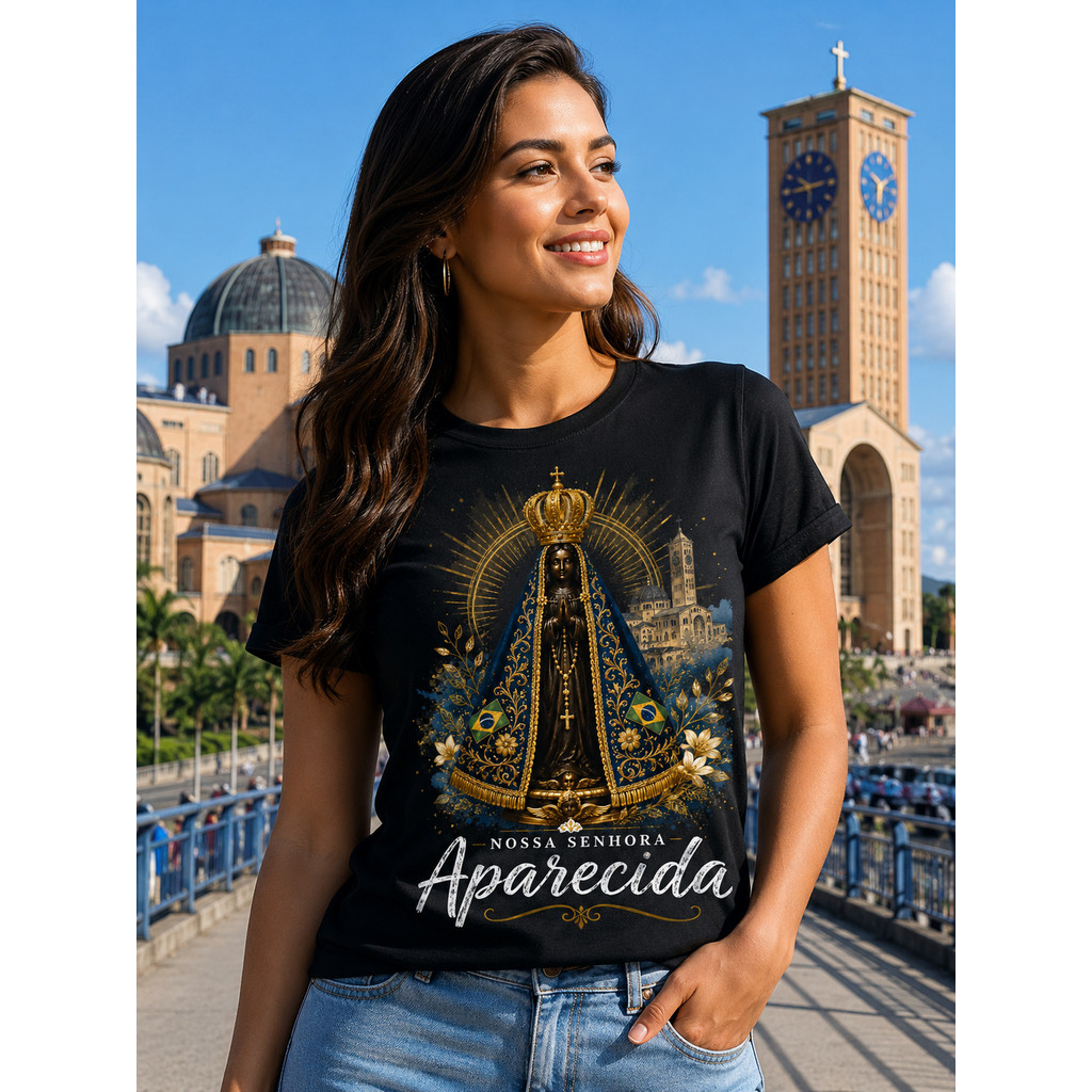Camisa Nossa Senhora Aparecida Unissex - Camiseta Crista – Fé, Devoção e Estilo para o Dia a Dia Religioso
