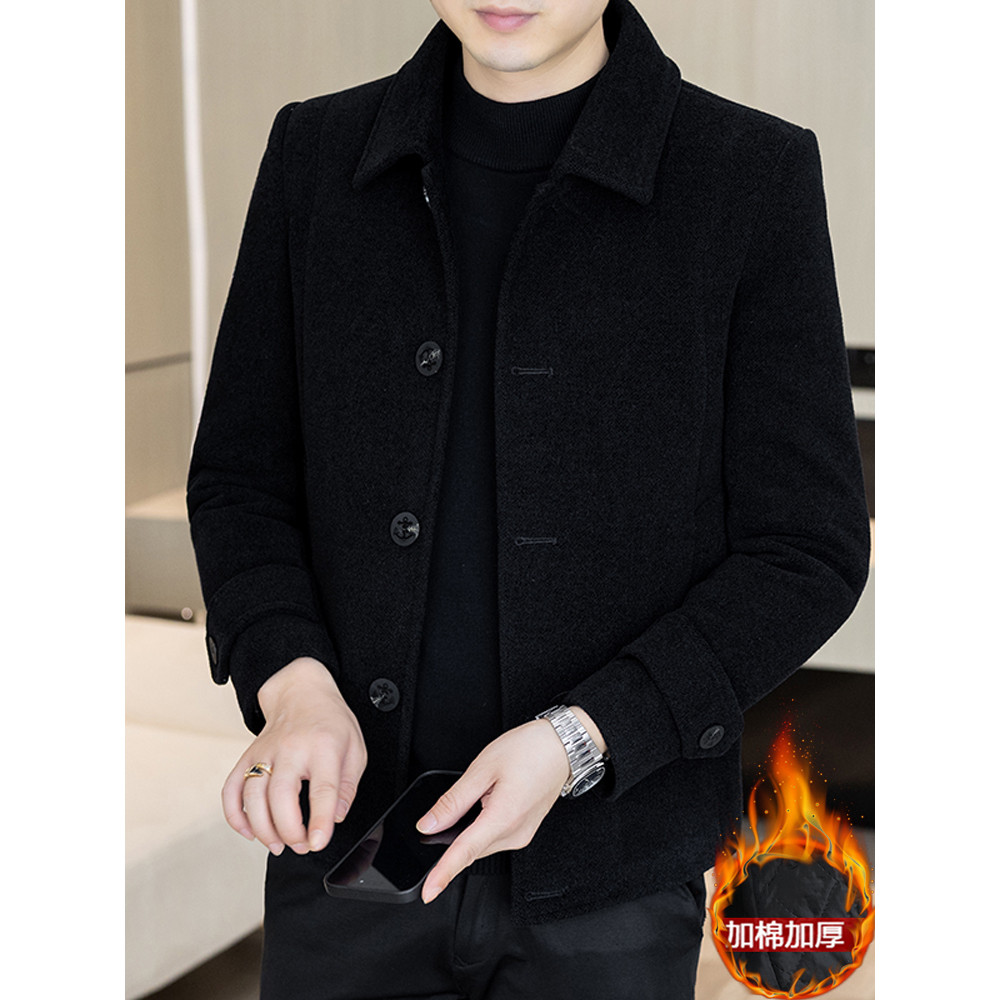 W inverno novo estilo casaco de lã masculino curto versão coreana Casual algodão engrossado quente High-End casaco de lã