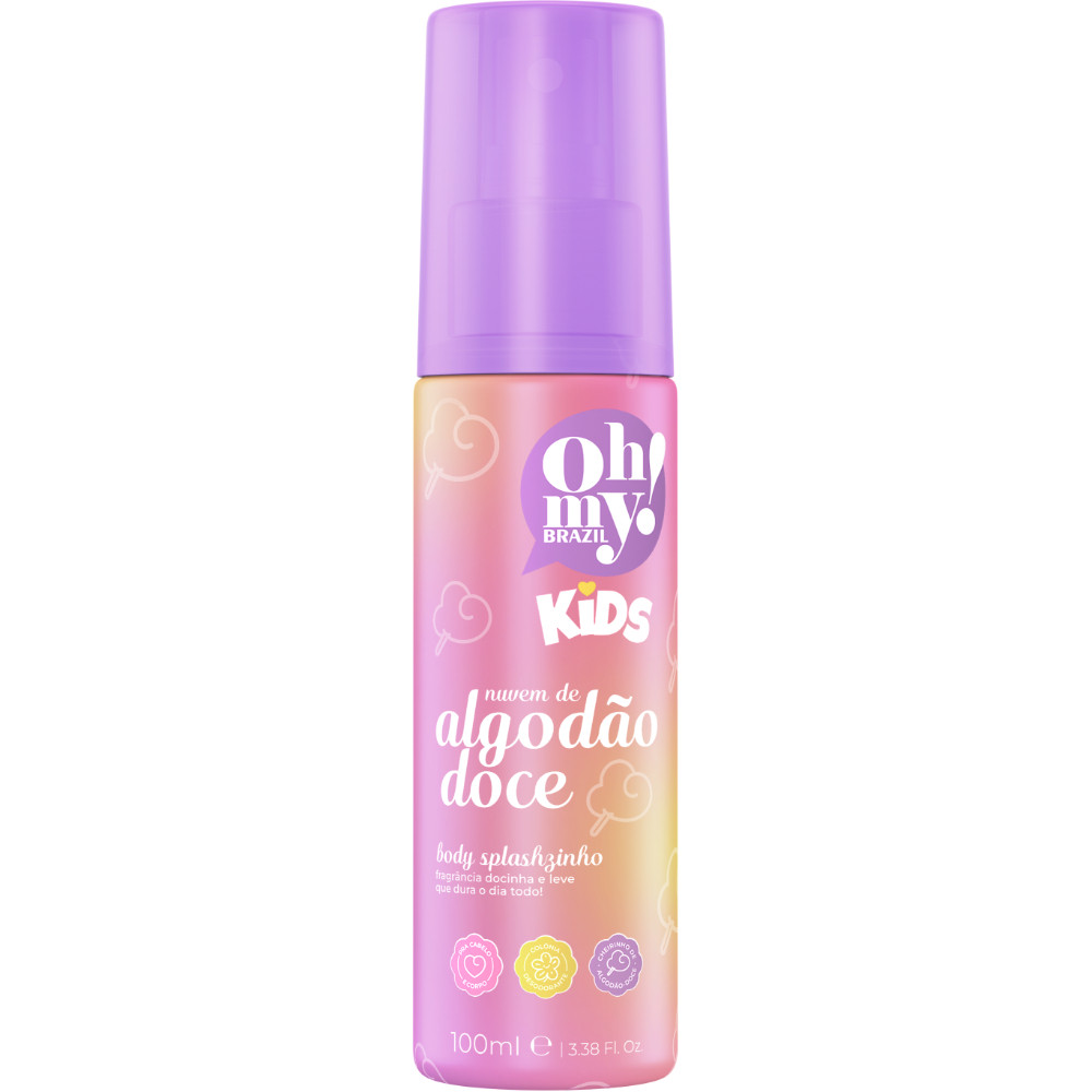 Body Splashzinho Nuvem de Algodão Doce 100ml Oh My Kids Perfuma Pele e Cabelos Infantis