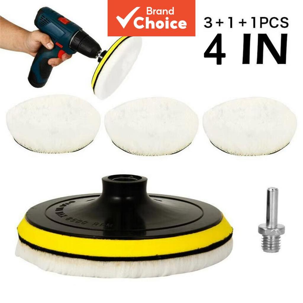 Saimili 5 Peças Almofadas De Polimento De Lã De 3 Polegadas Para Cuidados Com Pintura De Carro , Conjunto E Cera , Furad