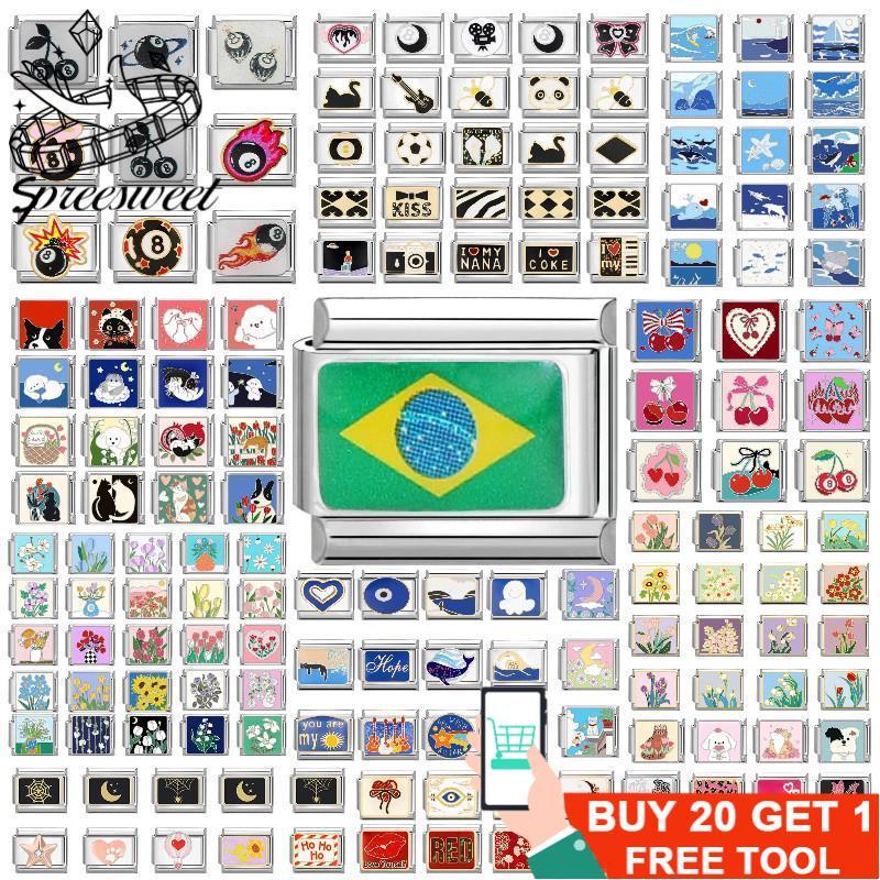 100 Estilos De Amuletos Para Pulseira Modular Italiana , Links , Faça Você Mesmo , De Aço De 9 Mm