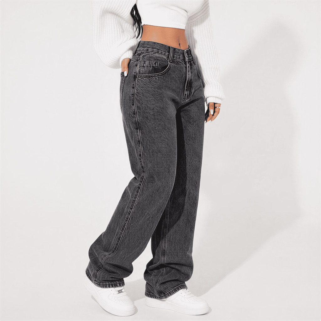 Calça Baggy Jeans Estilo Balão Wide Leg Feminina Cintura Alta Streetwear Casual Moda Estilosa Premium Conforto Tendência