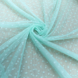 Pequeno fresco luz verde Jacquard bolinhas malha tecido vestido roupas infantis vestido de princesa janela tela decoraçã