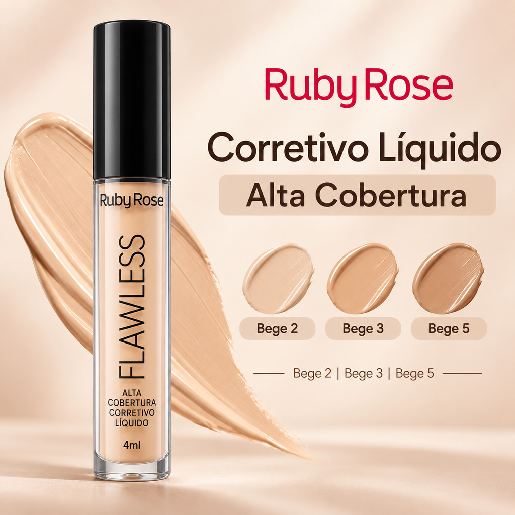 Corretivo Líquido Ruby Rose Flawless Alta Cobertura Matte 4ml HB-8080