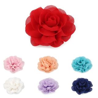 Clipe De Bico De Pato Floral, Grampo De Cabelo De Flor Rosa De Chiffon , Lateral De Artificial Para Crianças