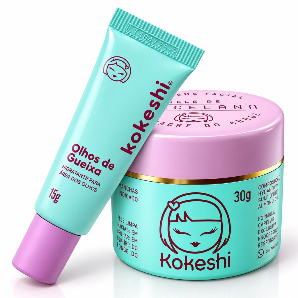 Kit Dupla Renovadores Faciais Kokeshi Pele Porcelana Olhos Gueixa