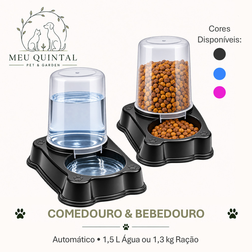 Comedouro Bebedouro Automático Pet por Gravidade Água ou Ração 1,5 Litros