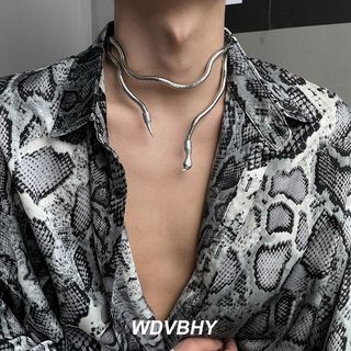 Colar de enrolamento em forma de cobra de Metal em estoque pronto masculino bonito único exagerado legal High-End legal 