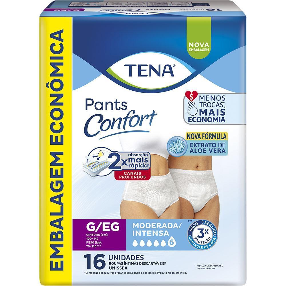 Roupa Íntima Descartável Tena Pants Confort G/EG 16 Unidades Embalagem Econômica