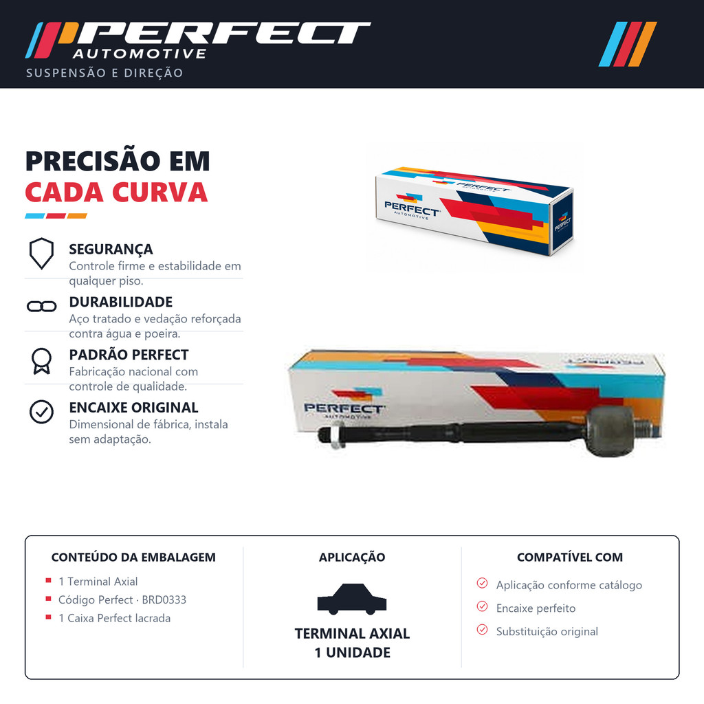 Terminal Axial de Direção Nissan March Versa 2011 até 2021 Perfect