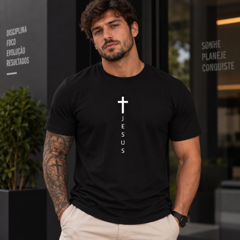 Camiseta Masculina Premium Estampada Jesus Religiosa Algodão Confortável Casual Unissex