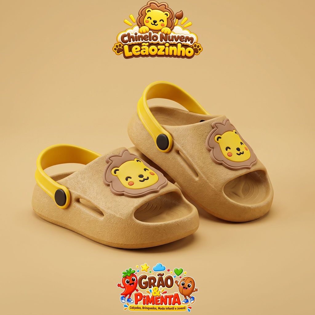 Chinelo Nuvem Infantil Menino Super Leve Macio Confortável Antiderrapante Slide Leão