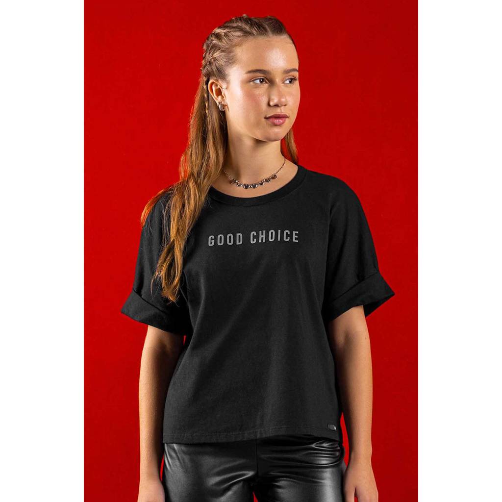 Blusa Juvenil Menina Manga Dobrada Beats Preto