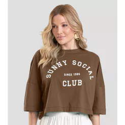 T- Shirt Feminina Cropped Dianna Marrom