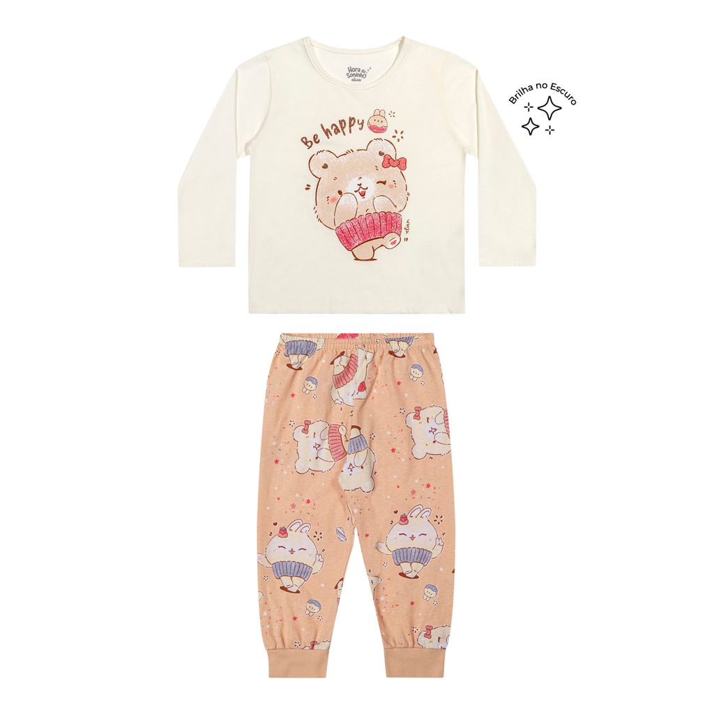 Pijama Longo Infantil Menina Cupcake Elian Bege