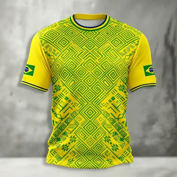2026 verão nova camisa de futebol masculina brasil deus brasil camiseta de manga curta Casual em torno do pescoço esport