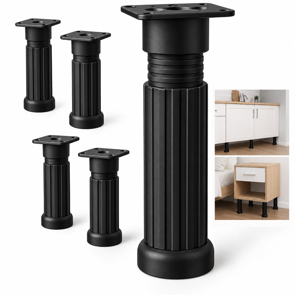 Pé Regulável 18cm De Plástico Kit 6 P/ Móveis, Pia, Armário