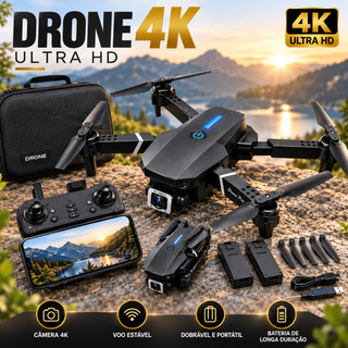 Drone E88 Pro Drone 4K A15 Alta Definição Câmeras Wi-Fi Radiocontrole Sensor Anti Colisão Quadricóptero Compacto Top