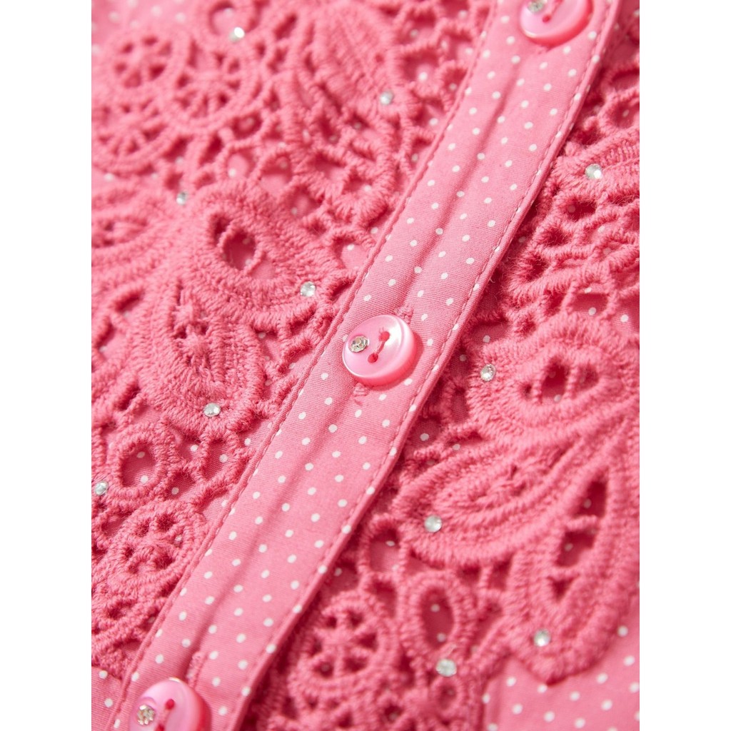 Camisa de Chiffon de bolinhas com costura bordada solúvel em água 9987