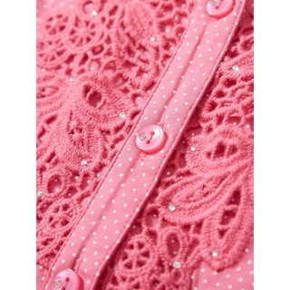 Camisa de Chiffon de bolinhas com costura bordada solúvel em água 9987