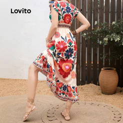 Lovito Vestido Férias com Zíper para Primavera Verão Feminino L167LD050