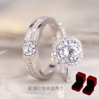 Anel de versão coreana masculino casal moderno um par de anel de casamento cerimônia de casamento anel de diamante grand
